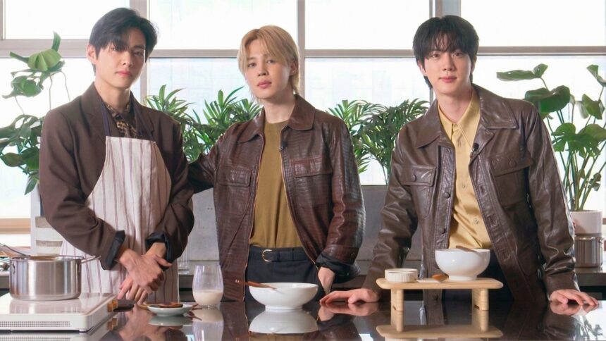 BTS Jin teaches V and Jimin to cook Korean food in Vogue video March 2026