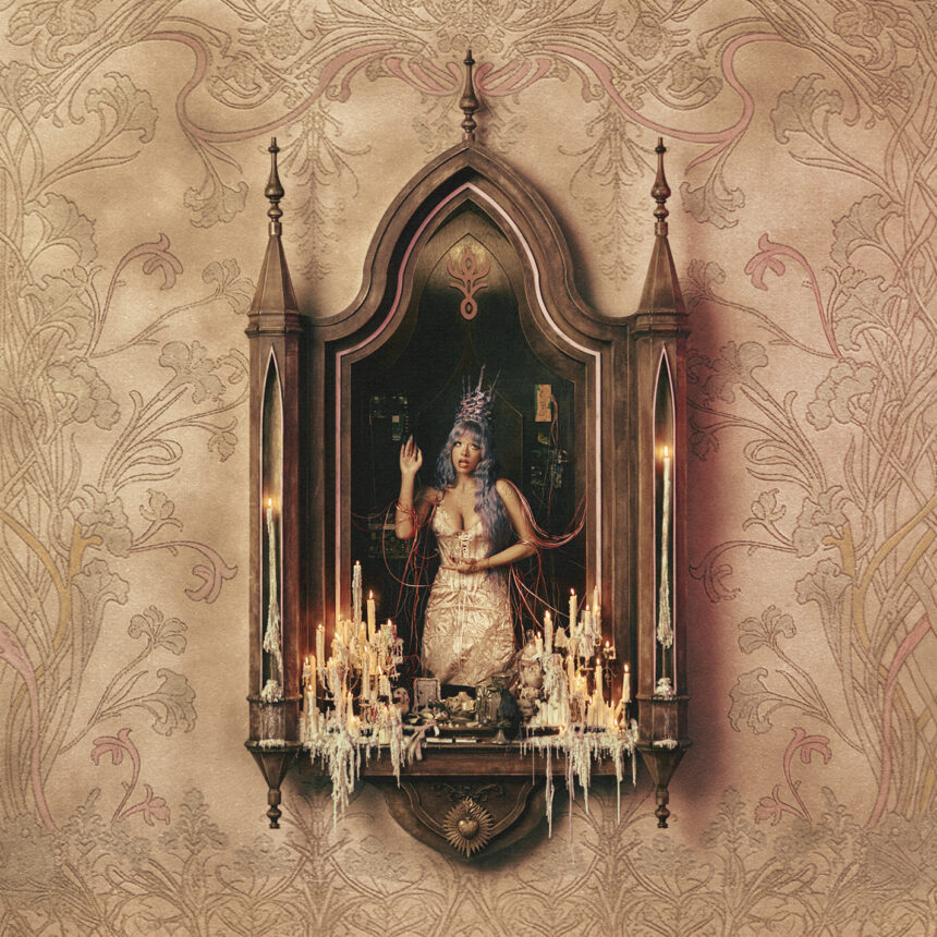 Melanie Martinez 'Hades' 2026 album cover featuring a gothic candlelit altar scene.