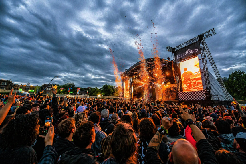 Slam Dunk Festival 2025 crowd scene as director Ben Ray steps down amid sexual assault allegations ahead of May 2026 20th anniversary