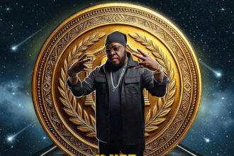 MVSA standing in front of a gold medallion crest announcing The Syndicate Is Coming, a Culture Syndicate launch campaign by Memra Media Group