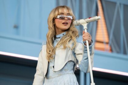 Sabrina Carpenter headlining Coachella 2026 on the main stage in Indio California