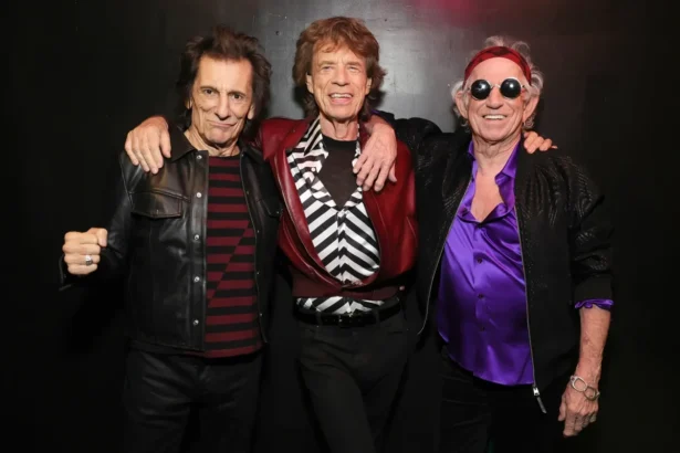 Rolling Stones Mick Jagger, Keith Richards, and Ronnie Wood at Foreign Tongues album launch, Brooklyn, May 2026