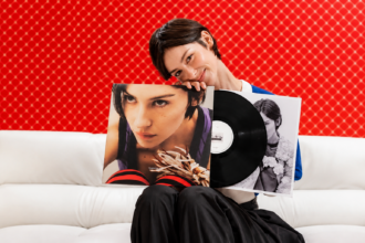 Vinyl edition concept image for a story on Gracie Abrams' Daughter From Hell bonus tracks