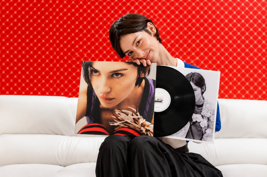Vinyl edition concept image for a story on Gracie Abrams' Daughter From Hell bonus tracks
