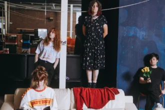 Library Card Rotterdam noise punk band official press photo for Peeling An Orange In Just One Go debut album People Pleaser single AT EASE November 2026