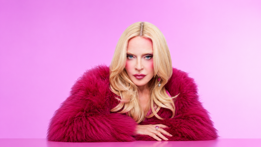 Madonna Queen of Pop official press photo for Confessions II 15th studio album Warner Records July 3 2026 featuring Sabrina Carpenter Feid Lola Leon