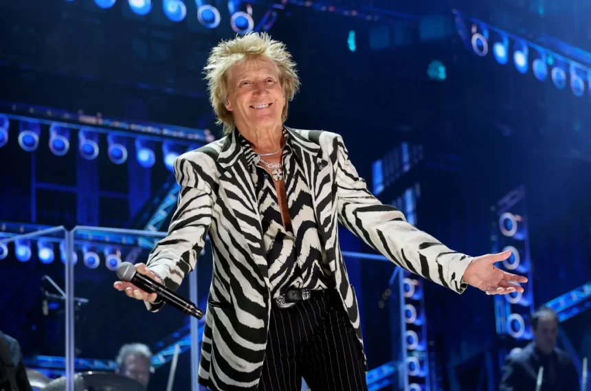 Rod Stewart on stage, ahead of his 2027 farewell tour 'The Final Encore'