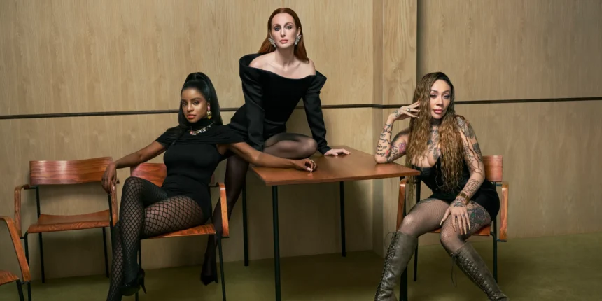 Sugababes in a press photo for their self-titled album, out February 2027