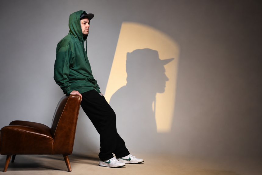 DJ Shadow press photo for the 'Endtroducing' 30th anniversary reissue and tour.