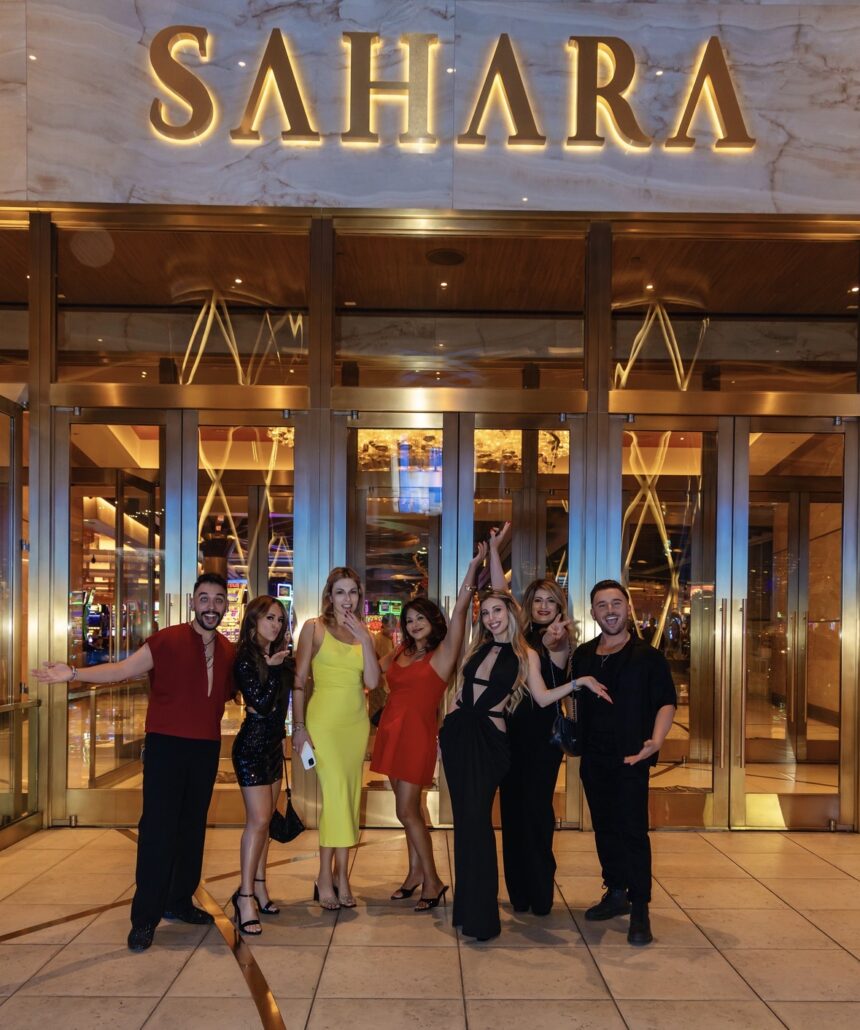 Lika O and friends celebrate her birthday outside SAHARA Las Vegas.